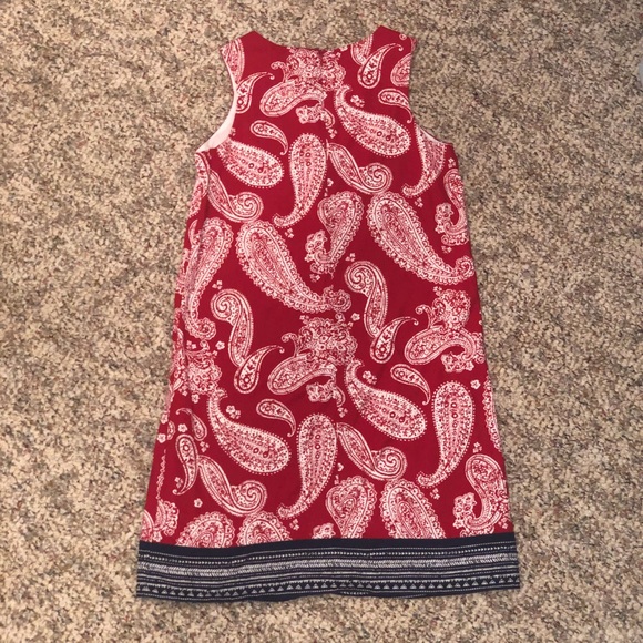 Red and Blue Paisley Lands End Girls Dress - Picture 3 of 4